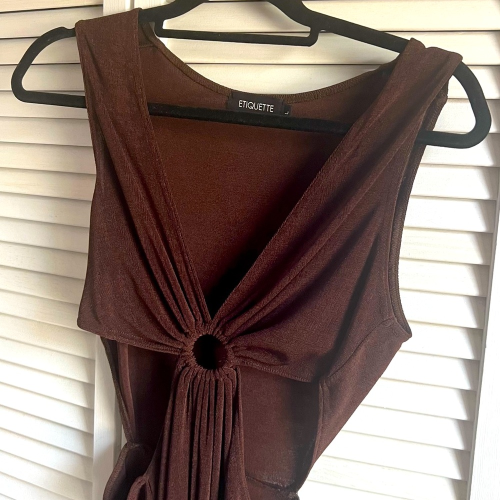 Brown Mini Cut Out Dress
